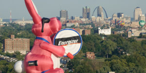 Giant inflatable Energizer bunny in St. Louis